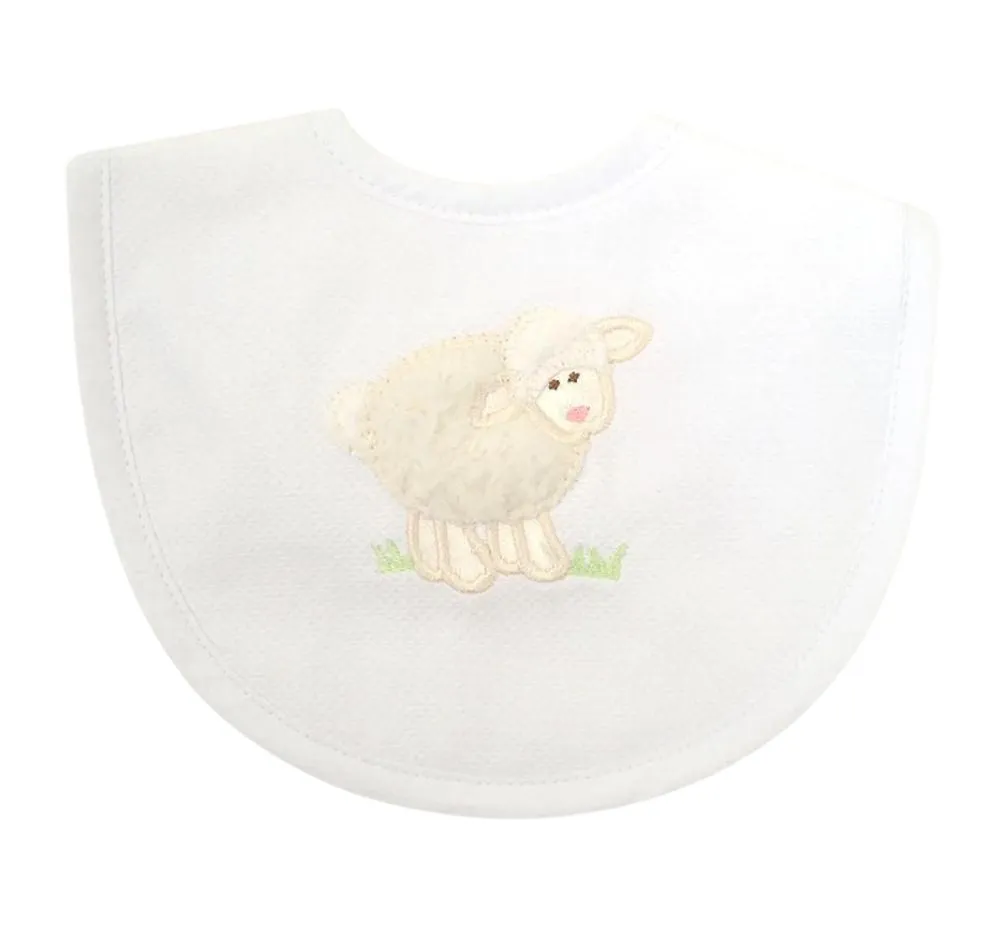 Babero Mediano Velcro Corderito Blanco