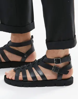 Dune Leather Sandals In Black