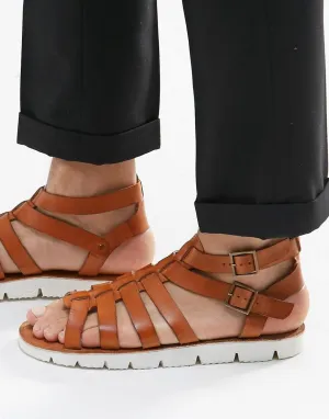 Dune Leather Sandals In Tan