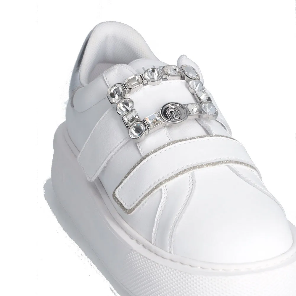 Scarpe Donna LIU JO Kylie 20 Sneakers in Pelle Bianca con Logo Gioiello