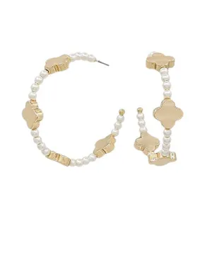 Water Resistant Pearl Clover Hoops