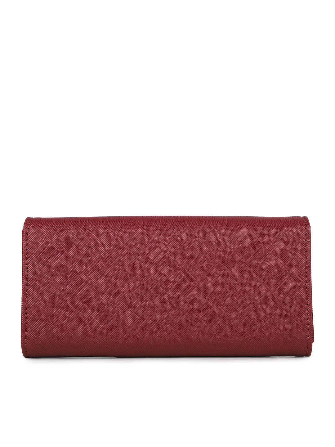 Women's Burgundy Solid Bifold Wallet