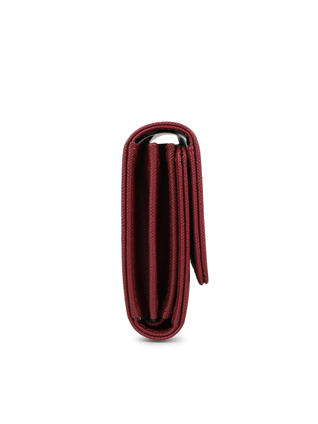Women's Burgundy Solid Bifold Wallet